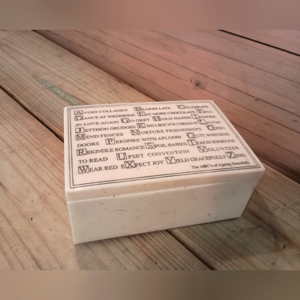 Vintage faux marble trinket box The ABCs of aging gracefully trinket box